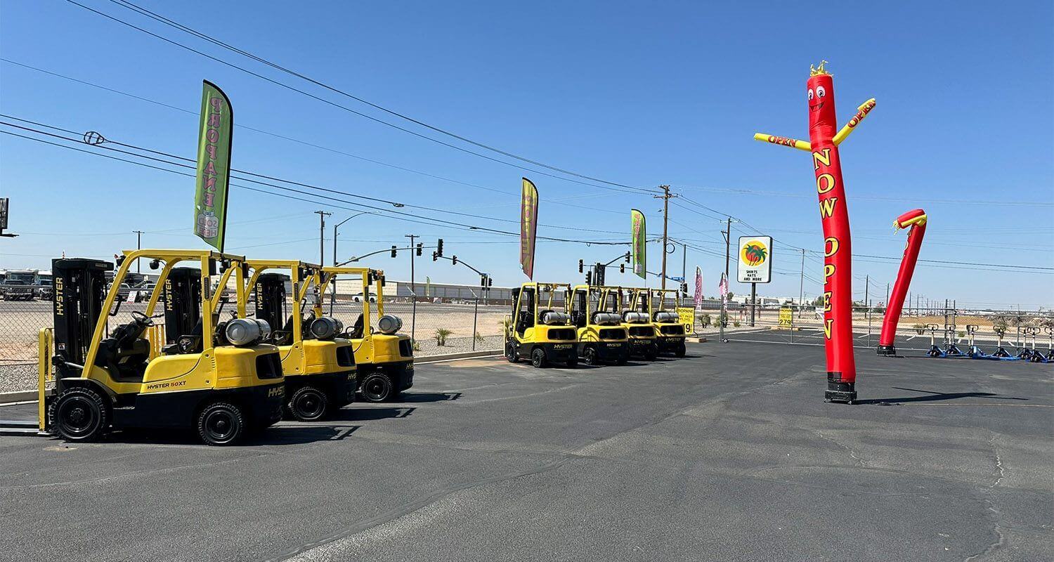 Hyster 50XT Forklifts in Spirit Services' Lot During Grand Opening